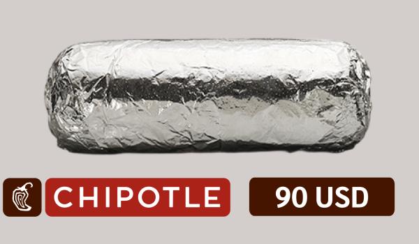 Chipotle Gift Card 90 USD