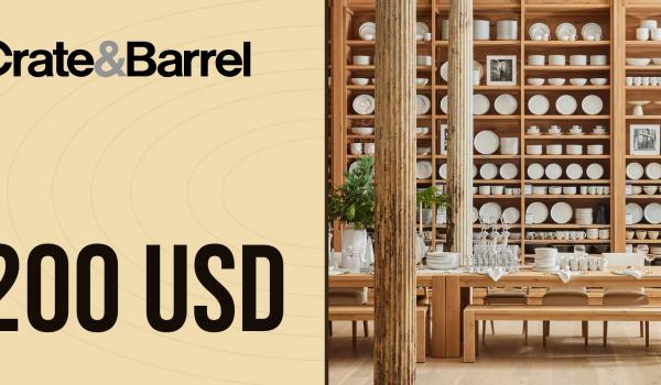 Crate and Barrel Gift Card 200 USD