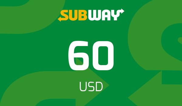Subway Gift Card 60 USD