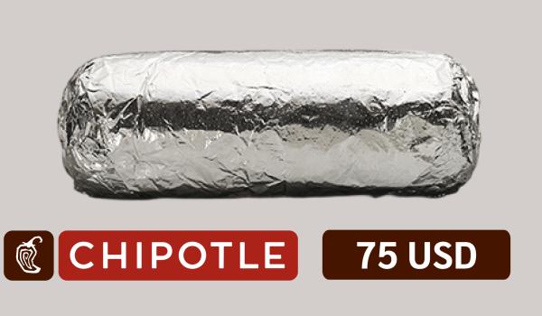 Chipotle Gift Card 75 USD