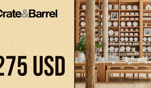 Crate and Barrel Gift Card 275 USD