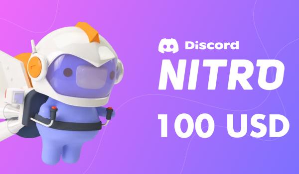 Discord Nitro Gift Card 100 USD