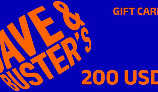 Dave and Busters Gift Card 200 USD