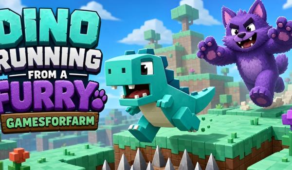 Dino running from a FURRY GAMESFORFARM (PC)