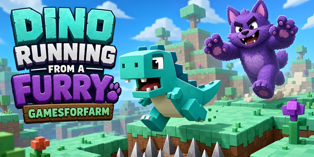 Dino running from a FURRY GAMESFORFARM (PC)