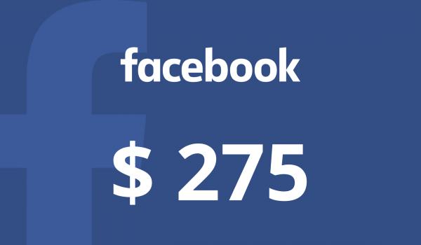 Facebook Gift Card 275 USD