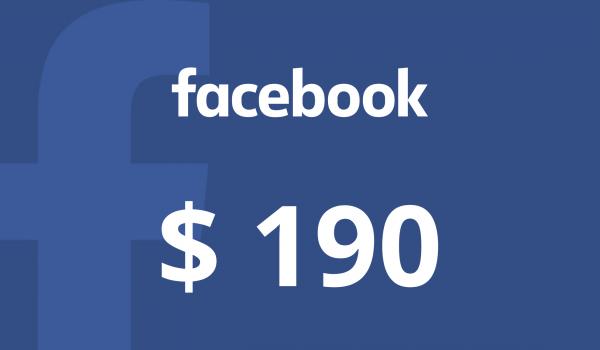 Facebook Gift Card 190 USD